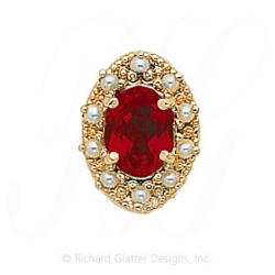 GS174 G/PL - 14 Karat Gold Slide with Garnet center and Pearl accents 